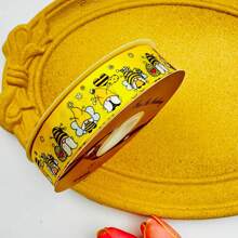 2.5cm Wide Cross-Border Sunflower And Bees Paragaph Ribbon, Decorative For Summer Scene