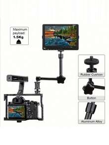 11英寸柔性魔术臂，带强力夹钳 - 兼容单反相机支架、监视器和LED摄影灯，适用于摄影/摄像 - 黑色 - 查看 4