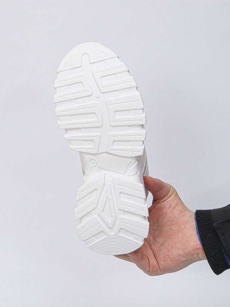 全新百搭休闲女鞋，时尚系带黑色女士厚底运动鞋 - 白色 - 查看 6