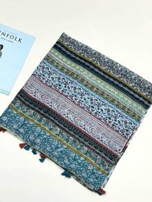 1条女士简约印花围巾，时尚新款春夏防晒沙滩披肩 - 彩色 - 查看 6