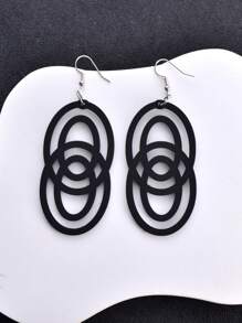 1 Pair Geometric Design Matte Texture Earrings, Fashionable Jewelry For Women, Suitable For Party And Evening Wear