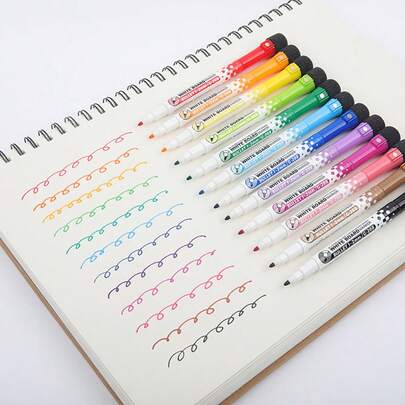 Magnetic Whiteboard Markers 8/12-Color Set - Erasable, Easy-Clean Dry Erase Pens For Office, Classroom, Home | Reusable & Secure Adsorption,For School Supplies,Back To School