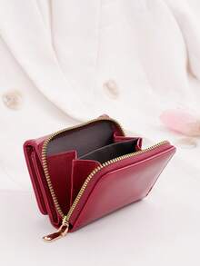 Purse Women's Wallet Small Wallet/Short Wallet Card Holder Zipper Wallet Zip Around Wallet Multi Layer Trifold With Card Slot For Credit Card/ ID Card/ Money/ Cash/Passport Multifunction Birthday Gifts Teacher Gifts Travel Classic Minimalist Casual For Lady For College Students Portable Multifunction - Red - View 6