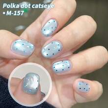 XEIJAYI 1PC 15Ml Polka Dot Cat Eye Gel Nail Polish, UV LED Curing, Long-Acting Fast Drying Nail Art Gel - Ideal Gift For Women For Spring - 藍色 - 查看 3