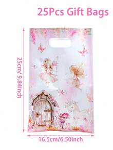 25/50 件粉色仙女风格礼品袋手提包、仙女主题礼品包装袋包装袋、生日快乐派对礼品、婚礼宝贝淋浴性别揭秘派对用品回礼品袋、精品店用品、购物袋 - 彩色 - 查看 8