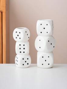 Creative Artistic Modern Nordic Geometric Small Flower Vase, Practical Hydroponic Ceramic Floral Decor For TV Stand, Home Decor - White - View 6