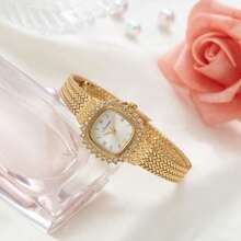 New Fashionable Gold Bangle Watch For Women, Vintage Luxury Minimalist Elegant Lightweight Versatile Quartz Watch, Great Gift For Ladies - Gold - View 17