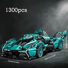 [赛车积木] 超级赛车模型 MOC 积木套装，高难度赛车模型，适用于客厅、餐厅、书房装饰，理想的圣诞节生日礼物，万圣节、感恩节，ABS 材质，车辆主题