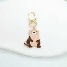 [Nou] Breloc adorabil cu animal vidră, breloc cu desene animate din metal cu picătură de ulei, geantă la modă, pandantiv accesoriu pentru căști, potrivit pentru uz zilnic, accesorii auto, pandantiv pentru geantă, scrisoare școlară - Multicolor - Vizualizare 3