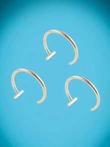 3pcs Nose Ring Stainless Steel Piercing Piercing Piercing Nail Nose Ring Three Color T Line Three Pieces Round Lip Stud - The Perfect Gift - Multicolor - View 7