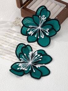 1 对复古布艺花卉耳环，别致花卉布耳钉，优雅的日常配饰