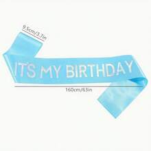 1Pc,'It's My Birthday' Sash Ribbon For Women And Men,It's My Birthday Sash Hot Pink White Rose Gold Black With Iridescent Foil Sash For 16th 18th 21st 30th 40th 50th 60th 70th 80th 90th Birthday Sash Gift Or Any Bday Party Birthday Party, For Any Age - Multicolor - View 4