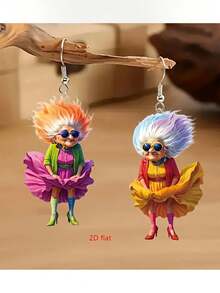 1 Pair Of Acrylic Granny Skateboard Pendant Earrings - Stylish Jewelry For Men And Women, Perfect For Any Holiday Wear - Multicolor - View 11