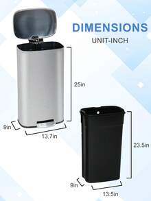 DOPINMIN 8 Gallon/30 Liter 410 Stainless Steel Trash Can Kitchen Garbage Can Fingerprint Proof Stainless Steel With Removable Inner Bucket And Hinged Lids - 不銹鋼 - 查看 2