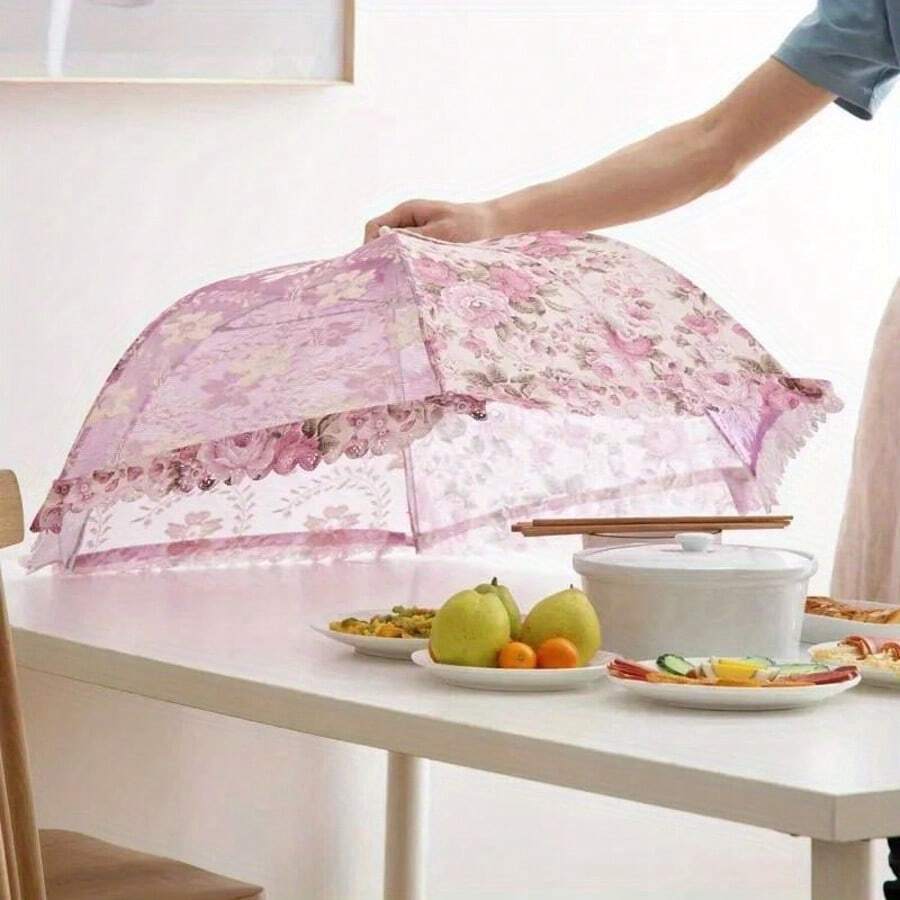 Dustproof Mesh Table Cover Fly Proof Stain Proof Table Cover Food Cover Lace Mesh Folding Vegetable Cover 2025 - Multicolor - View 1
