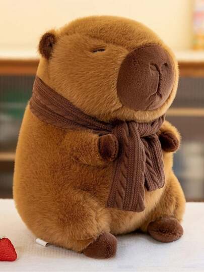 1 件可爱水豚围巾娃娃，有趣的动物毛绒玩具，节日生日礼物，水豚，实惠，水豚玩具，便宜