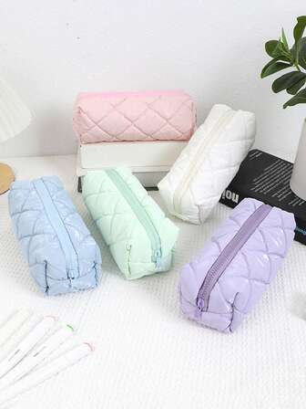 1 件单层纯色铅笔盒，轻巧、便携、宽敞的存储空间文具收纳袋，适用于办公室、学校和旅行必需品，可作为送给朋友的文具礼物