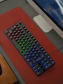 1 Stück K87Pro RGB hinterleuchtete Gaming Mechanik-Gefühl Tastatur, kompakte 87-Tasten kabelgebundene Membrantastatur