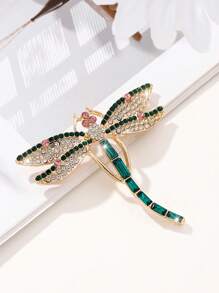 1 pièce Broche de libellule entièrement ornée de strass de mode luxueuse, convient pour le port quotidien et les fêtes des femmes, également excellent comme accessoire de cadeau d'épingle pour vêtements, sac, charme scolaire