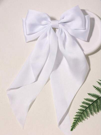 1 套纯色缎带发夹，带缎带飘带和大蝴蝶结发夹，适合女性佩戴，发夹
