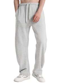 FAIABLE Pantalones de chándal de forro polar para hombre Faiable - Joggers de pierna ancha ultra suaves con bolsillos, cordón y ajuste relajado