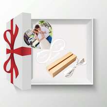 Customized Heart-Shaped Couple Photo And Text Special, Fine Crafted Minimalist Acrylic LED Wooden Base Lamp Gift, Couple Photo Frame, Mother's Day, Birthday, Children's Day, Graduation Ceremony, Wedding, Housewarming, Living Room, Bedroom, Office, Tea Room, Home, Bathroom, Dining Room, Father's Day Personalized Photo Collage Gift