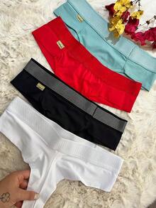 Kit 3 Double String Thong Panties Elastic Comfort Lingerie Resale - 彩色 - 查看 7