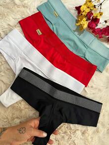 Kit 3 Double String Thong Panties Elastic Comfort Lingerie Resale - 彩色 - 查看 8