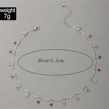 1pc Mixed Color Single Layer Necklace (Handmade Cut, Random Crystal Color, No Fixed Color) - Yellow Gold - View 9