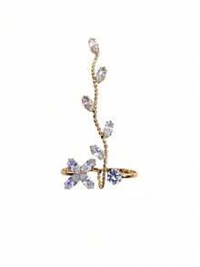 1pc Elegant Open Toe Zirconia Encrusted Beach Rings With Rhinestone Embellishment, Sexy Summer Style Accessories For Women - Multicolor - View 9