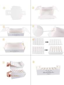 38个/套纸屑盒，1个锥形纸屑盒配30张牛皮纸，适用于婚礼庆典派对装饰、户外婚礼干花纸屑礼品包装，30孔锥形纸屑盒，30张牛皮纸可单独使用 - 白色 - 查看 7
