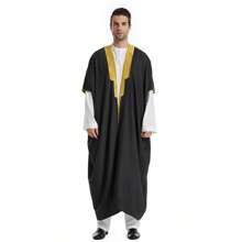 Muslimischer arabischer Herren/Kinder Stickerei leichte Langarm Schiffon/undurchsichtig 3/4 Arm dünne Kimono Oberbekleidung