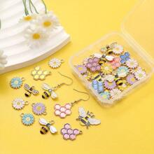 Kit de fabrication de bijoux multicolores en alliage d'abeille, nid d'abeille et pendentif fleur de marguerite. Cadeau de festival d'abeilles, accessoires thématiques d'abeilles DIY pour bracelets de cheville d'été, bracelets, boucles d'oreilles, porte-clés, breloques de sac, bracelets d'amitié, chaînes de téléphone, mariage, remise des diplômes, cadeaux de vacances