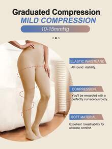 Women's 8-15 MmHg Light Compression Pantyhose Opaque Closed Toe High Waist Slimming Tights Tights, Cozy - Multicolor - View 3