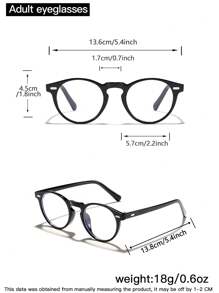 1pc Women's Light Round Full-Rim Flat Glasses In Bohemian Style, Stylish For Outfits, Suitable For Spring, Great Gift