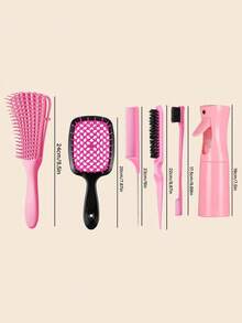 11 件套美发必备套装 - 粉色顺发刷、喷雾瓶、修边器、鼠尾梳和分片夹，适合日常使用或旅行、返校、旅行度假必备品、女士发饰 - 彩色 - 查看 8