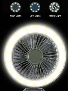 1pc Small Foldable Handle Desktop Fan, 2000Mah Mutifunction Portable Fan, 4 Wind Speed And 3 Gaer Lighting Camping Accessorise For Room School Outdoor Camping Hiking Perfect Cool Tool In Summer, Camping Accessories