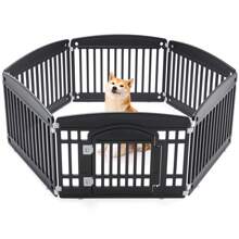Black Foldable Pet Playpen For Dogs & Cats – Indoor/Outdoor Use, 4/6 Panels With Door, Bite-Proof & Safe Plastic, Secure Play Space For Small/Medium Pets