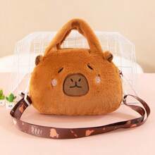 Capybara Crossbody Bag Portable Shoulder Bag Purse Cute Plush Bag For Outdoor Party,Stuffed Capybara Plush Bag Cartoon Capybara Plush Animal Handbag