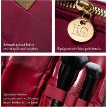 LAURA GELLER NEW YORK Quilted Makeup Bag With Brush, Burgundy - Toiletry Bag Organizer Travel - Large Capacity Full Size Makeup Bag - Easy To Clean - Black - View 9