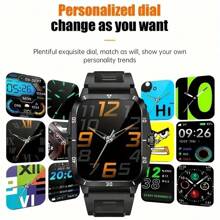 1,96 Zoll Smartwatch für Männer für den Outdoor-Bereich, geeignet als Fitness-Uhr für Smartphones, extra lange Akkulaufzeit, kabellose Anrufe, über 100 Sportmodi/langanhaltend Akku/Musiksteuerung/Nachrichtenbenachrichtigung/Geschenk