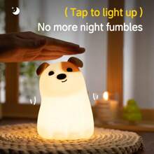 Silicone Night Light Night Light Dog Night Light With Timer, Dimmable Night Lamp, USB Rechargeable LED Night Light Room Decor Bedroom Lights, Bedside Lamp, 1200 MAh Battery Lamp & Timing, Portable Room, Silicone Dog