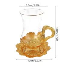 1pc Metal & Glass Design Coffee Cup, Daily Water Drinking Glass, Suitable For Office And Home Use, Exquisite Holiday Gift Back To School