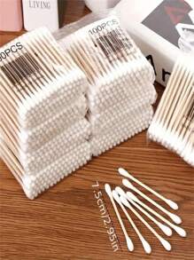 100/200/400/500/1000 Stück/Packung Einweg-Holzwattestäbchen mit Doppelende für Make-up Entfernung, Ohrenreinigung, Hygiene, Hautpflege, Wohnzimmer Heim Schlafzimmer Badezimmer Haus Dekoration, Reisebedarf, Hochzeit, Party, Geburtstag, Geschenke für Männer Frauen Mütter Väter Freunde, Neujahr, Accessoires, witziges Geschenkzubehör
