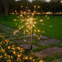 1PC Solar Powered Fireworks Lights, 8 Adjustable Lighting Modes,LED Fireworks Solar Outdoor Lawn Light Daily Waterproof And Energy-Saving, Suitable For Courtyard, Camping, Park, Festival And Party Decoration (90 Lights / 120 Lights / 200 Lights)