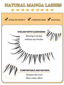 Asiteo 5 Pairs Manga Lashes Natural Long Cosplay Makeup Cross Big Eye Lashes And Cat Eye Lashes Full Strip False Eyelashes - 尖尾漫畫款 - 查看 3