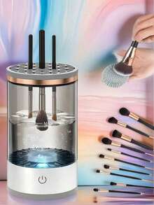 1 USB Electric Cosmetic Brush Cleaner, Automatic Cosmetic Brush Cleaning Tool, Quick, Efficient And Deep Cleaning Of Various Types Of Cosmetic Brushes, Portable Design, Suitable For Cosmetic Brush Sets, Eye Shadow Brushes, Powder Blusher Brushes, Etc - Multicolor - View 2