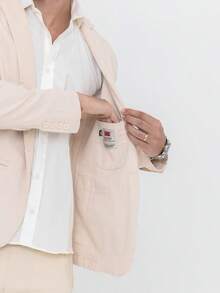 Classic Men's Blazer With Built-In Pocket - 稻草 - 查看 4