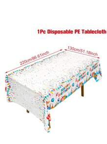 1Pc Colorful Happy Birthday Tablecloth, Balloons Pattern Table Cover,Table Runner, Birthday Party Gift,Table Deocration,Home Decor Table Decor,1st Birthday Party Favor,Party Tablecloth,Table Ornament,Birthday Decoration