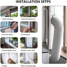 1 块窗户密封布，便携式空调和烘干机布配件，一根或两根管道通用窗户密封条，（有 3 米、4 米、5 米三种规格可供选择）适用于每台移动空调设备 - 彩色 - 查看 10